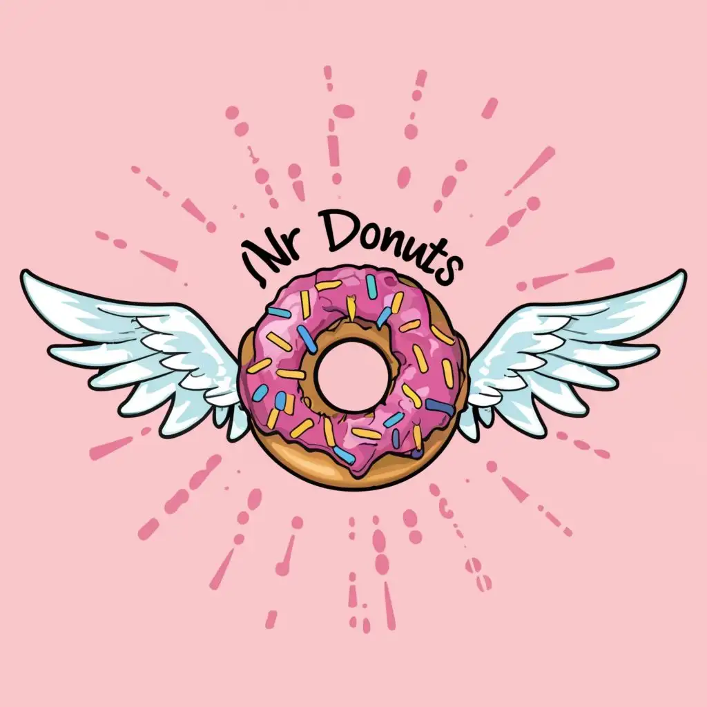 logo, doughnut wings, with the text "NR Donuts", typography