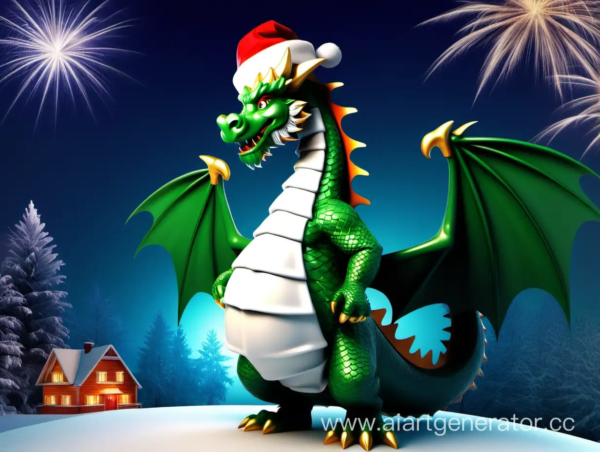 Celebrating-New-Year-2024-with-a-Festive-Green-Dragon-Stoker-in-Ded-Moroz-Costume