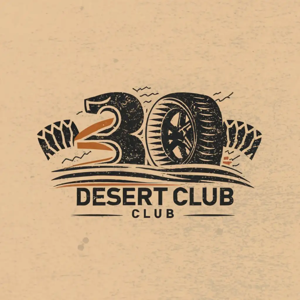 logo, 319 is the main name of to the logo, including some tire tracks and sand dunes, this will be for an off-road club based on the Sonora Desert, with the text "319 Desert Club", typography, be used in Sports Fitness industry  319