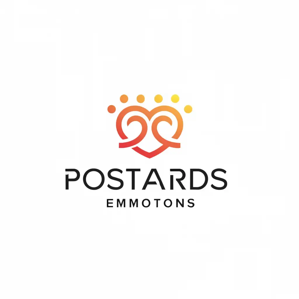 a logo design,with the text 'postcards and emotions', main symbol:sun and heart red,Minimalistic,be used in Technology industry,clear background