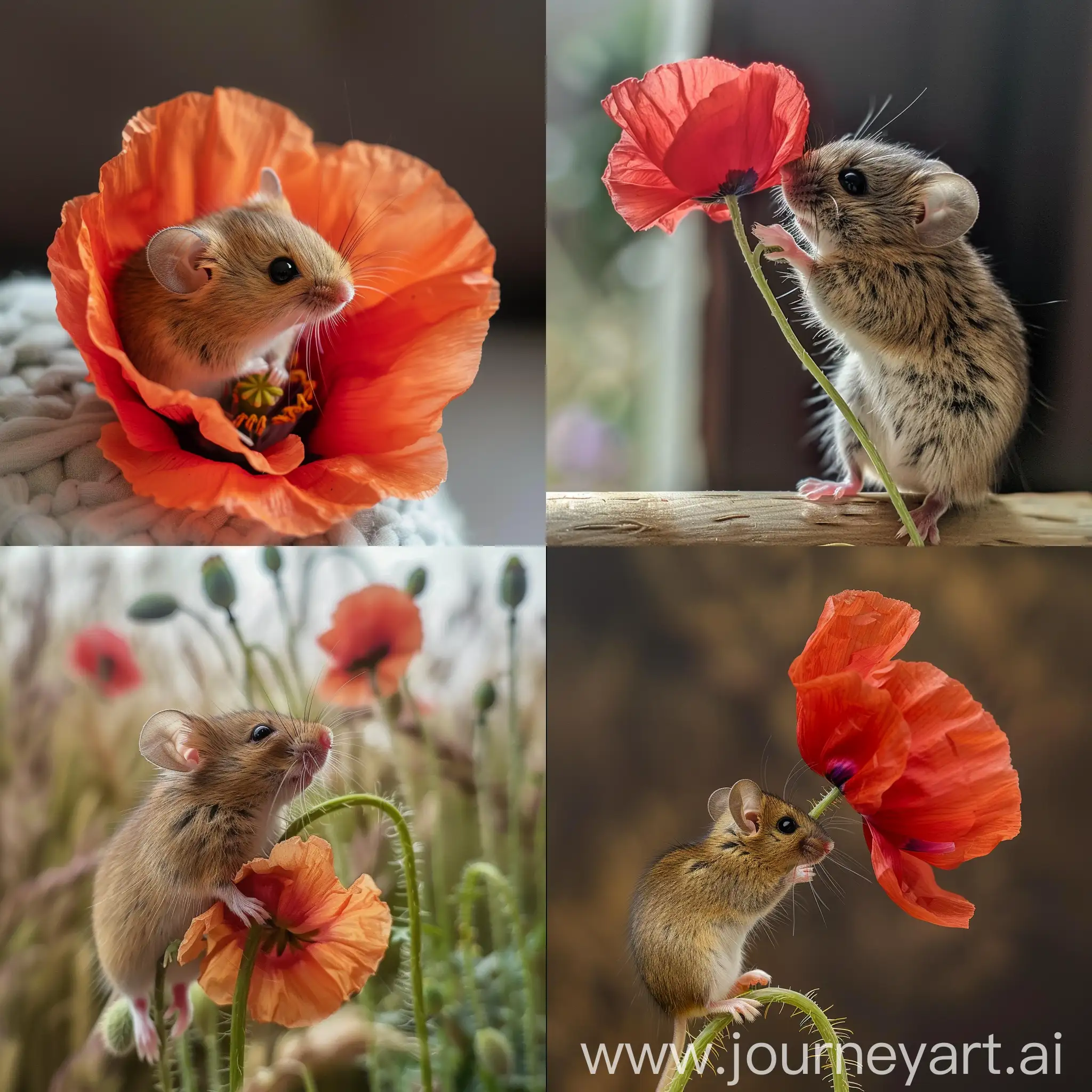 Curious-Mouse-Exploring-a-Vibrant-Poppy-Field