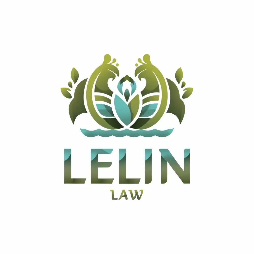 a logo design,with the text 'LeLin Law ', main symbol: peacock, water, lotus, bluish green,complex,be used in Legal industry,clear background
