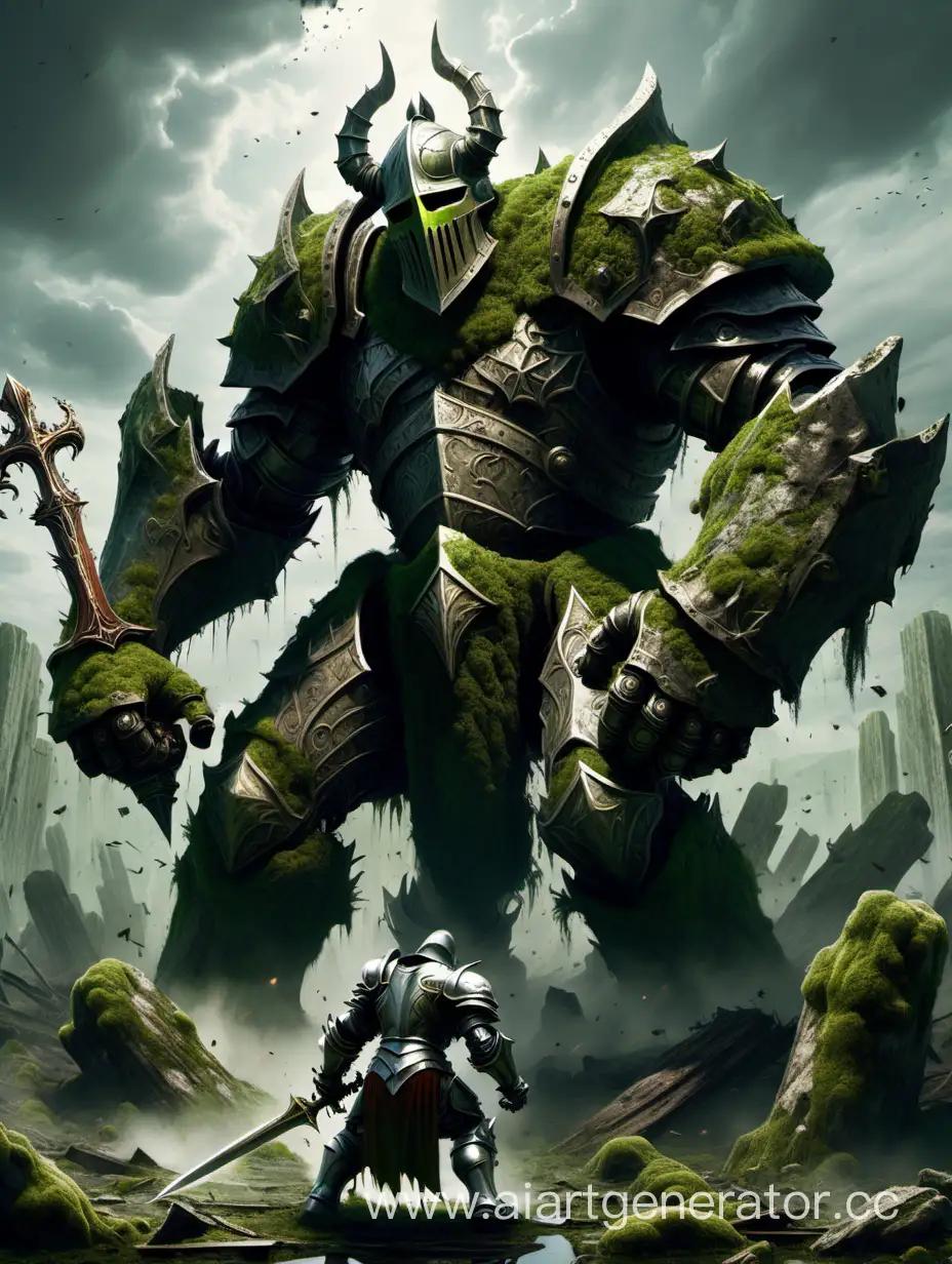 Epic-Battle-Fallen-Knight-vs-MossCovered-Stone-Giant-on-the-Plains