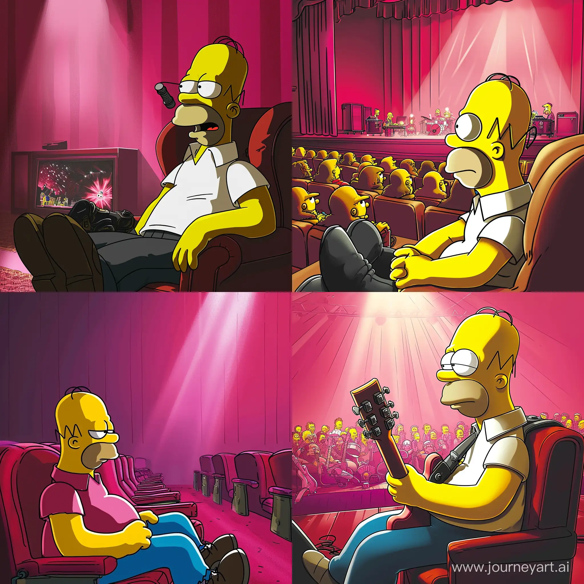 homer simpson watching a pink floyd concert, 2d, the simpsons drawing style