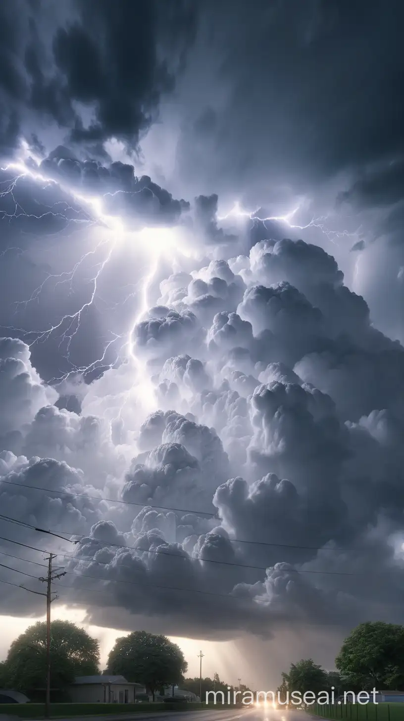 Majestic LightningStreaked Clouds with Radiant Beams