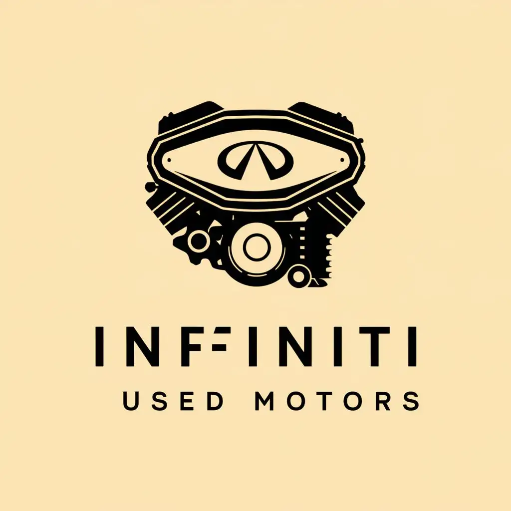 LOGO-Design-for-Infiniti-Used-Motors-Engine-Frontside-Illustration-with-Typography-for-Automotive-Industry