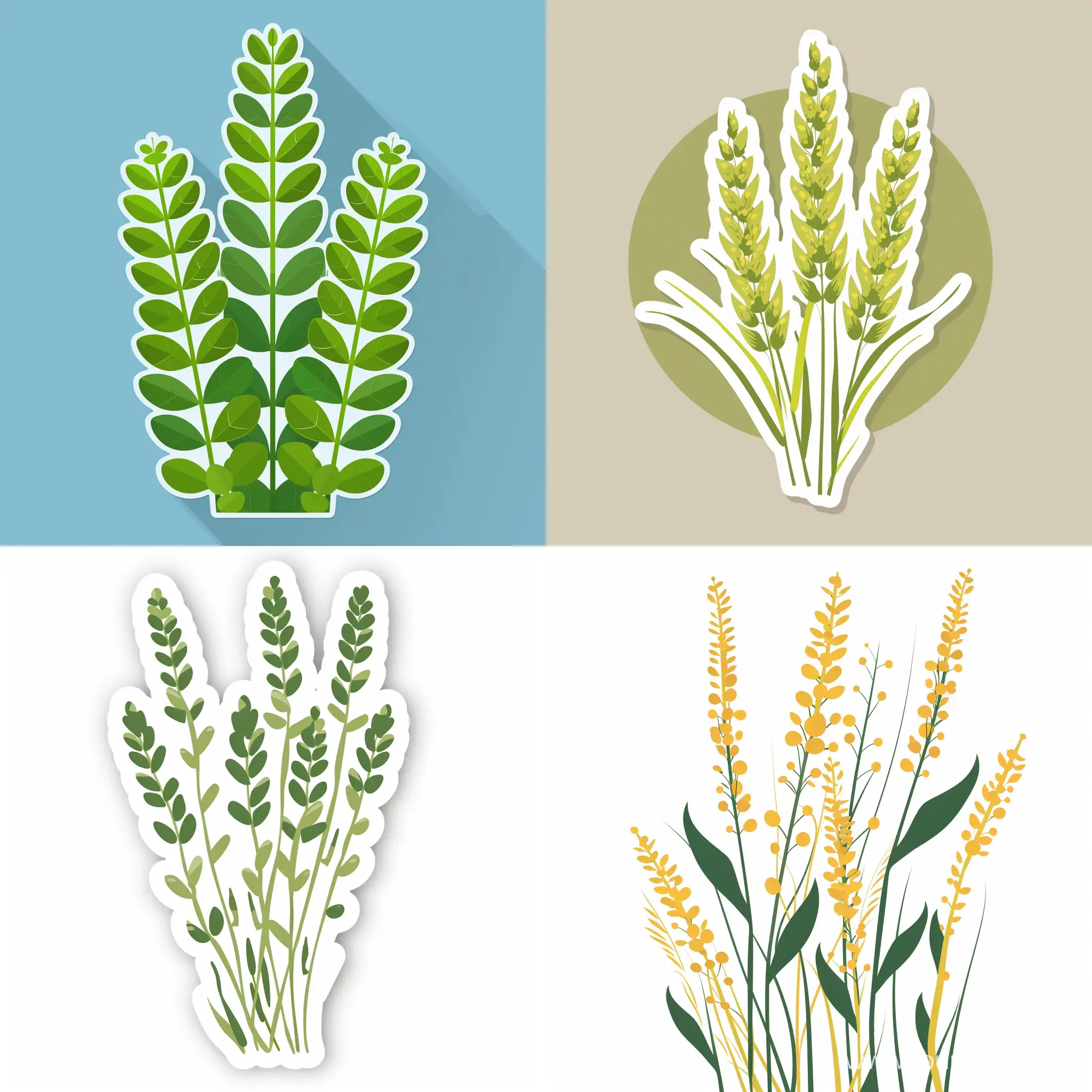 sticker design of spikelets, in flat style, high quality details