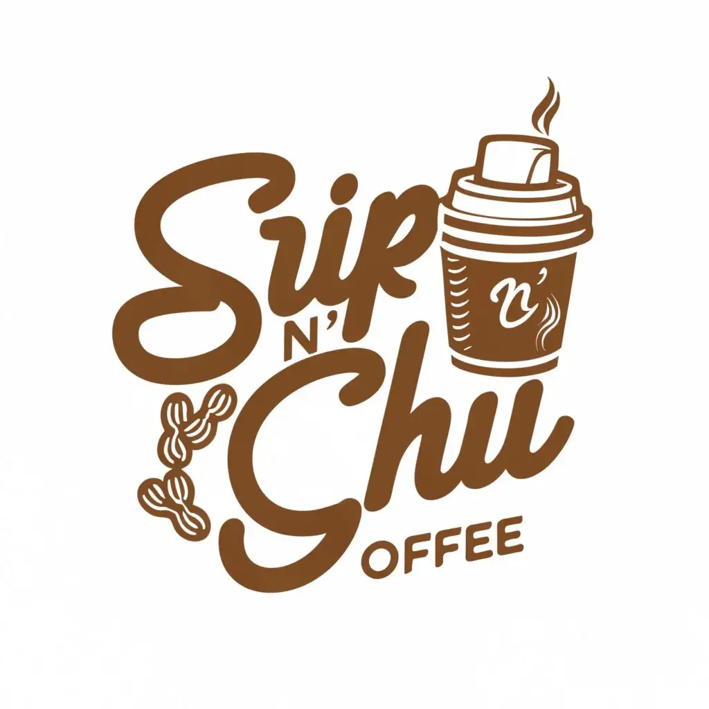 LOGO-Design-For-Sip-N-Chu-Delicious-Churros-and-Coffee-with-Playful-Typography