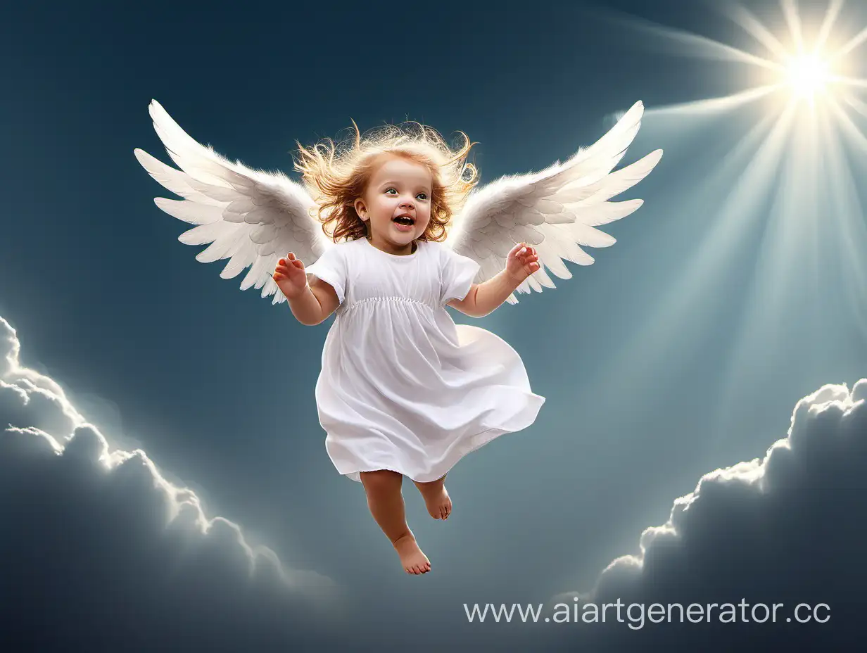 Cherubic-Serenity-Enchanting-Image-of-a-Little-Angel-in-Flight