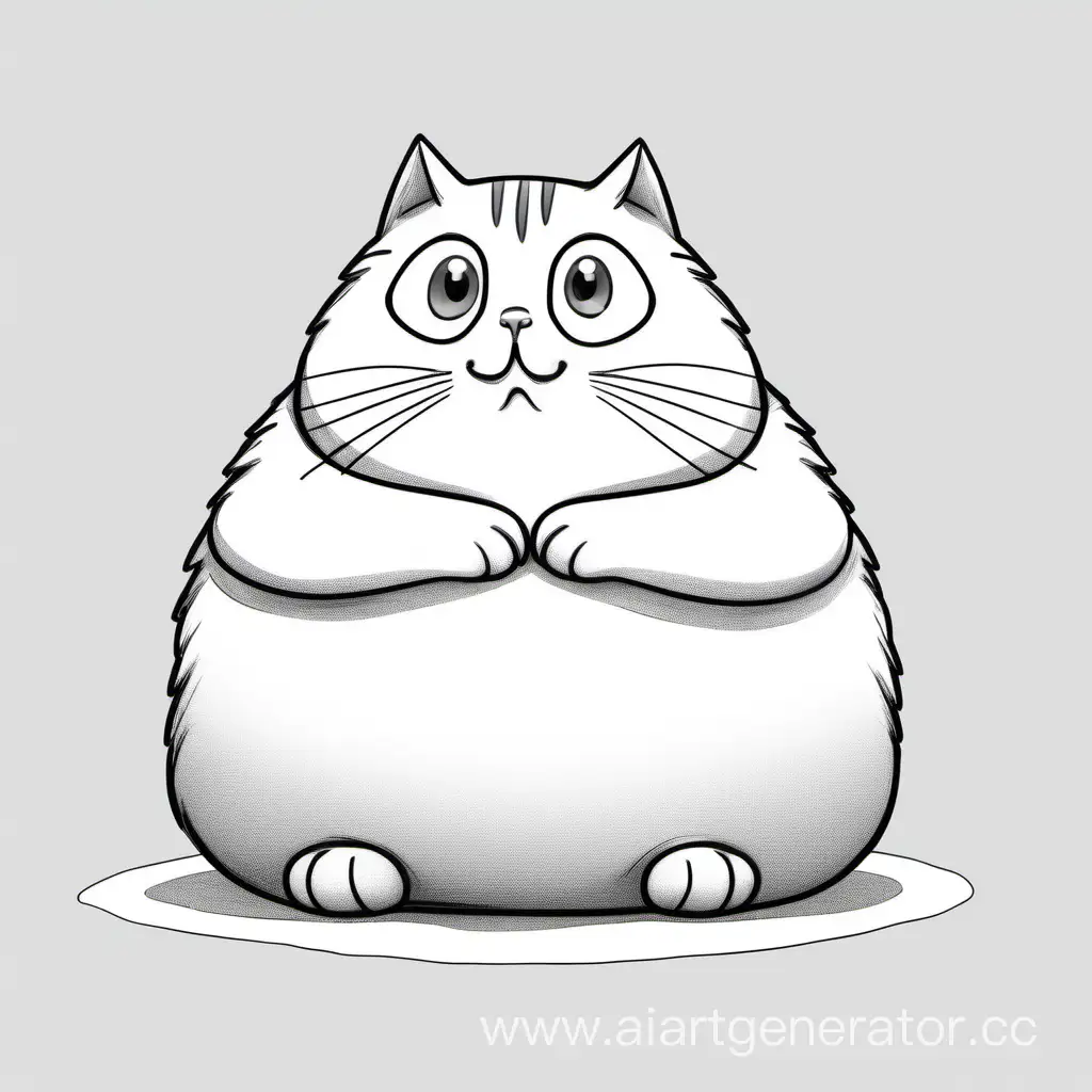 Charming-Plump-Cat-Illustration-with-Playful-Expression