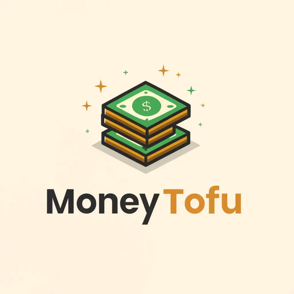 a logo design,with the text 'Money Tofu', main symbol: a block of tofu made out of US dollar bills,Moderate,be used in Finance industry,clear background