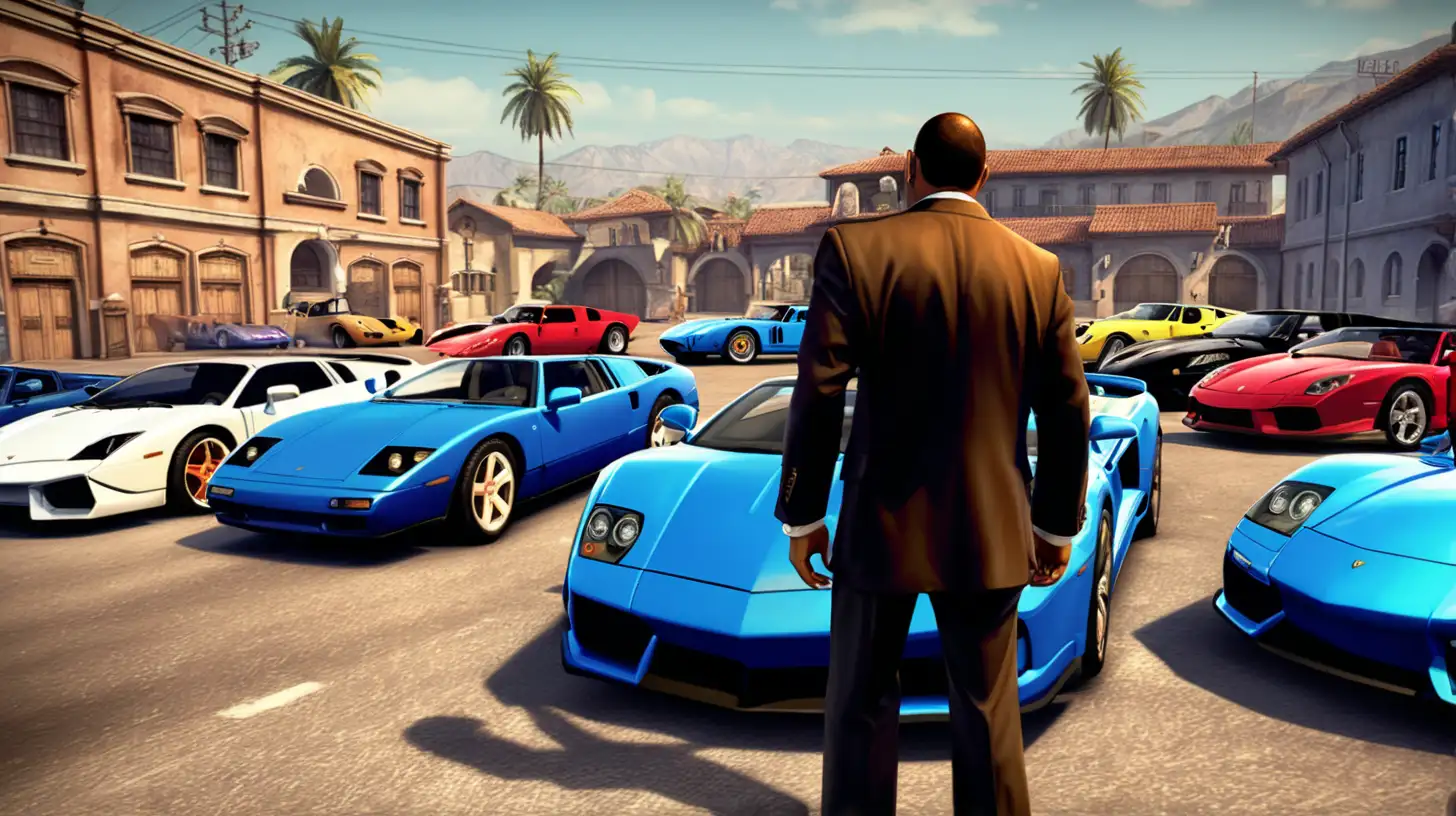 Defend your position, a danger real gangster character is stand in fron of some multiple sports cars, this is one of the gangster open world game, Defend your position gangster is stand in fron of some multiple Luxury  sports cars