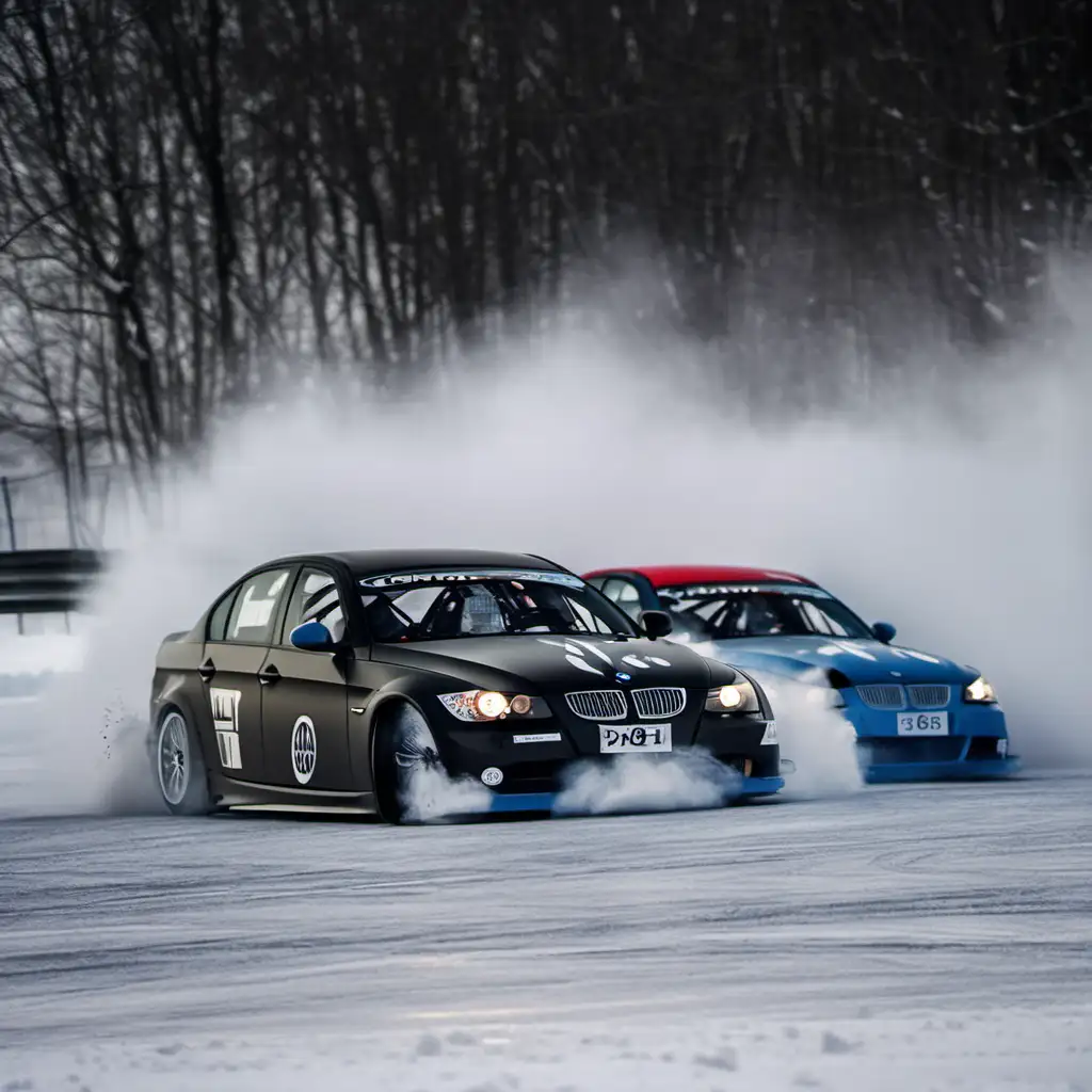 bmw e90 snow drift racing

