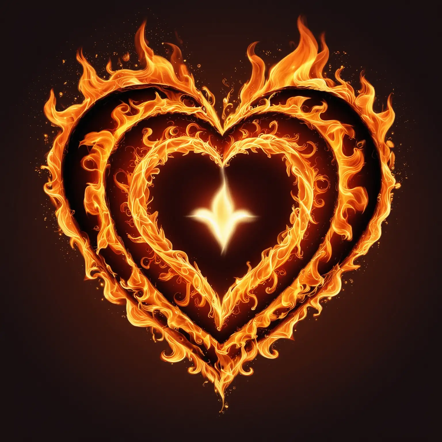 Fiery Heart Surrounded by Spiritual Flames Hinduism