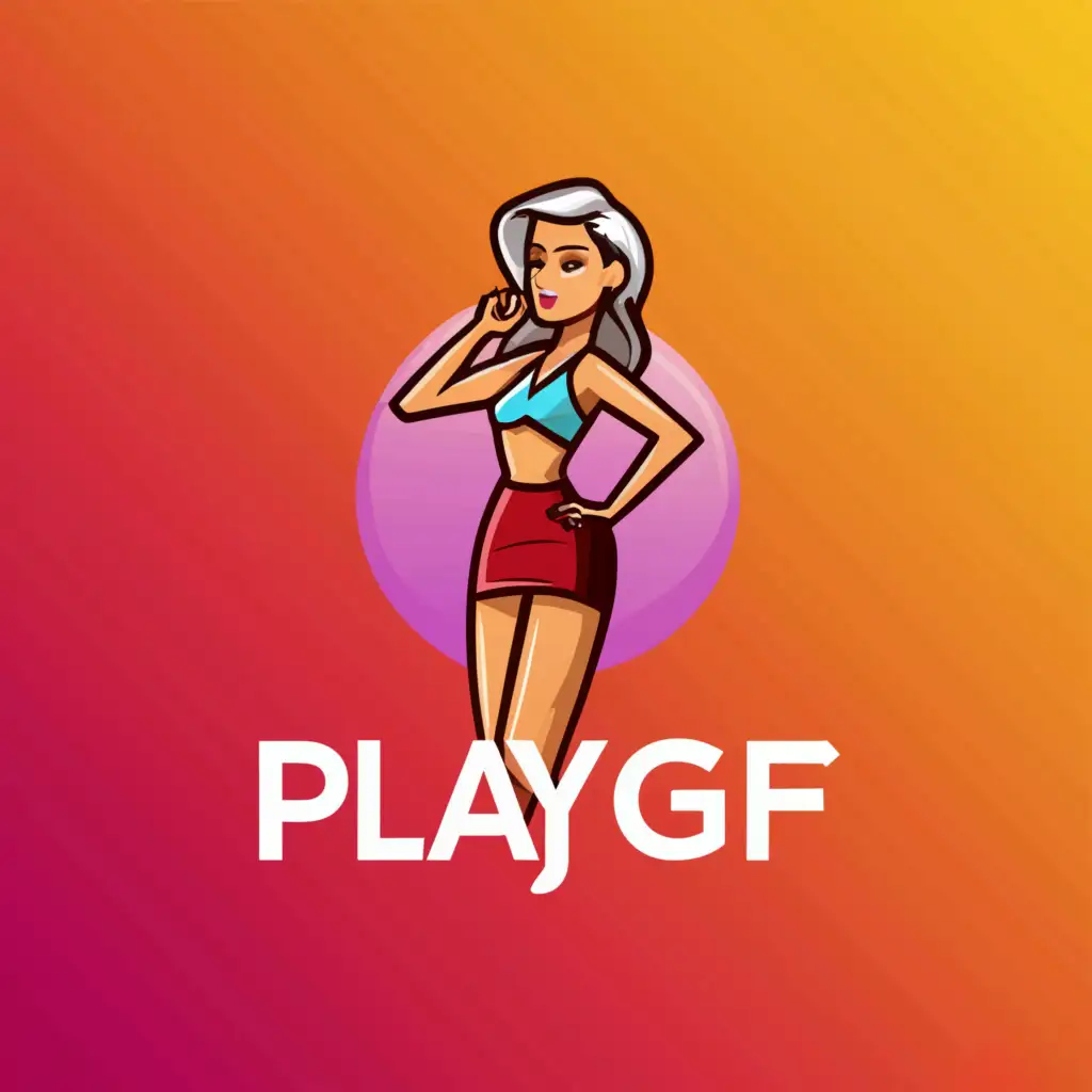 LOGO-Design-for-PlayGF-Clear-Background-with-Moderate-Short-Skirt-Cam-Girl-Theme