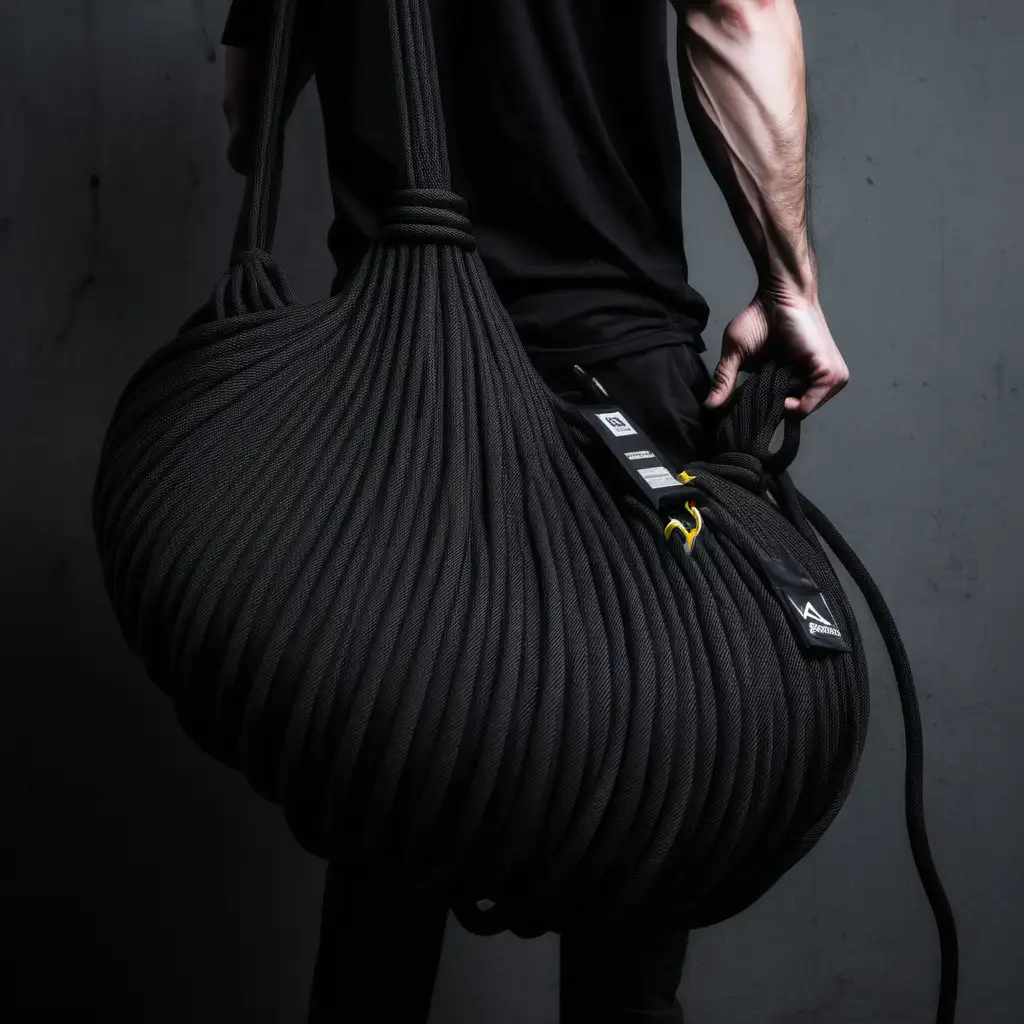 Durable Black Climbing Rope Bag for Outdoor Adventures