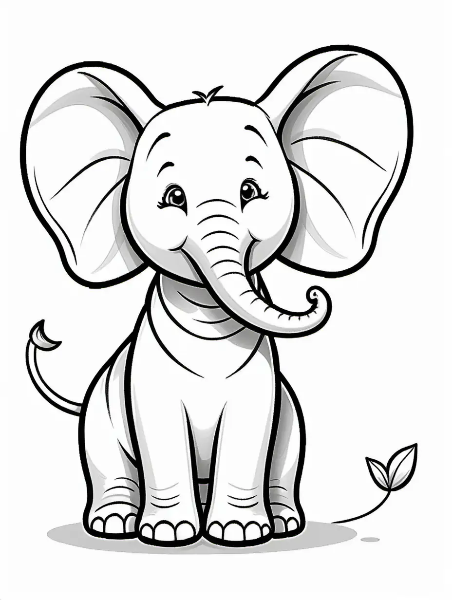 Cheerful-Elephant-Coloring-Page-Playful-Trunk-Swinging-and-Ear-Display