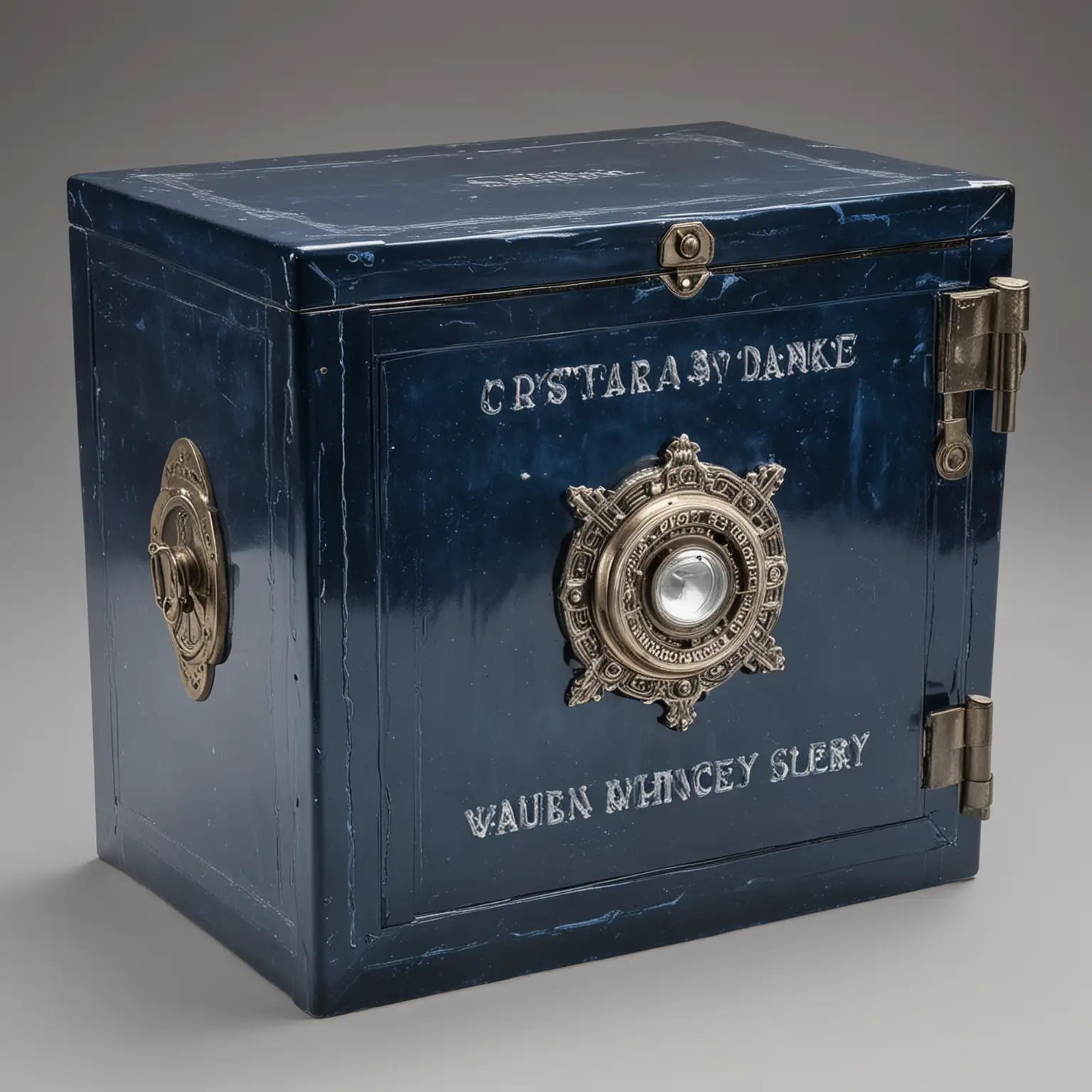 Elegant Dark Blue Crystal Safe with VAU Inscription