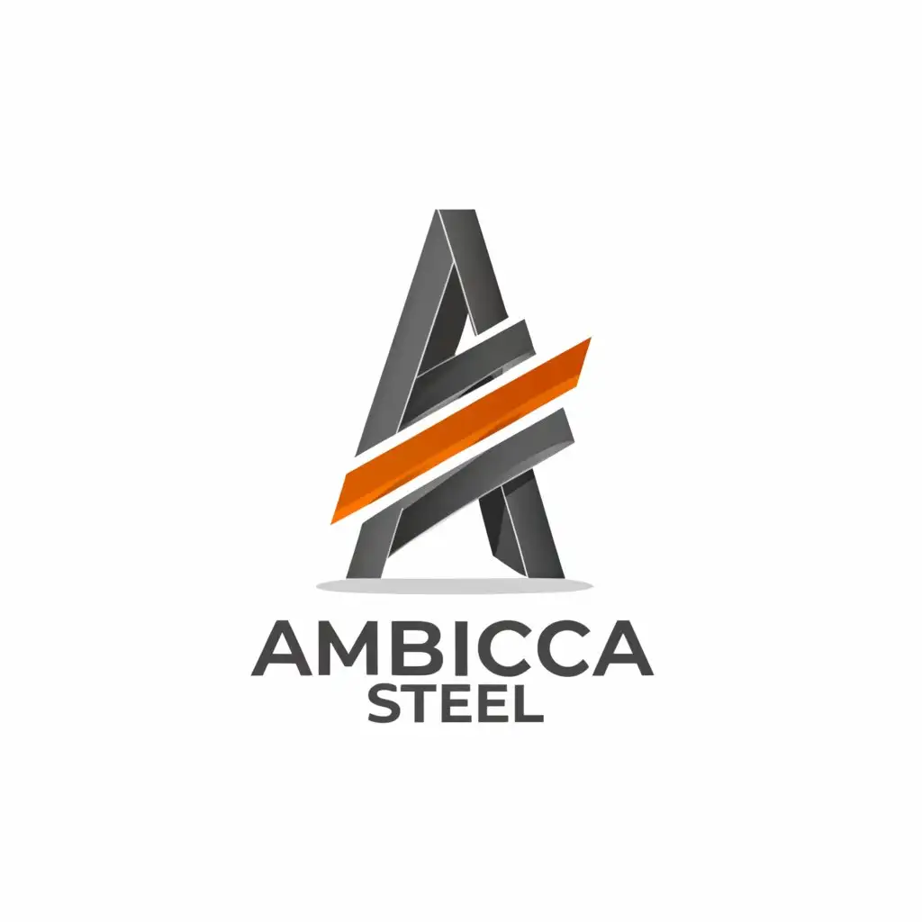 a logo design,with the text "Ambica Steel", main symbol:steel industry,complex,clear background
