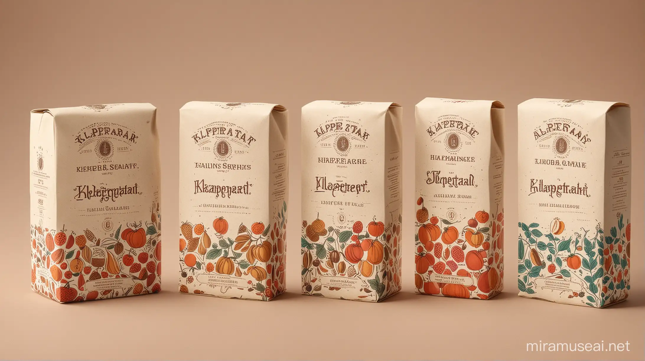 make me an old fashion design for Klappertaart packaging 
