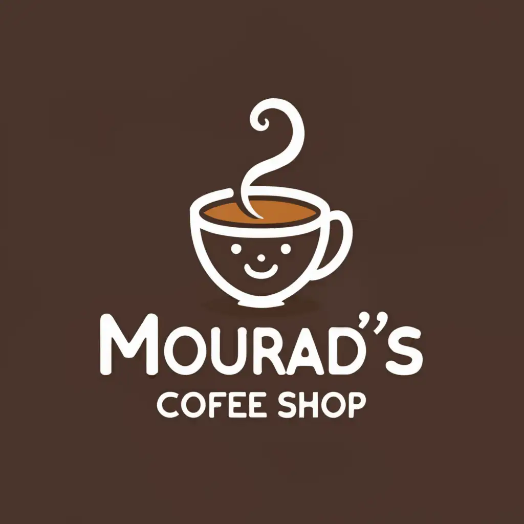 a logo design,with the text "Mourad's Coffee Shop", main symbol:Take a Hot Coffee & Avoid a Morning Stuffy,Moderate,be used in Restaurant industry,clear background