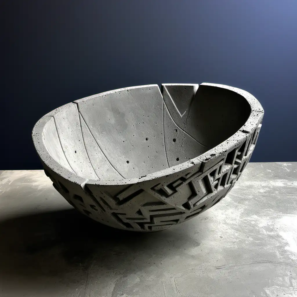 Brutalist Bowl, Brutalist style bowl made out of concrete,