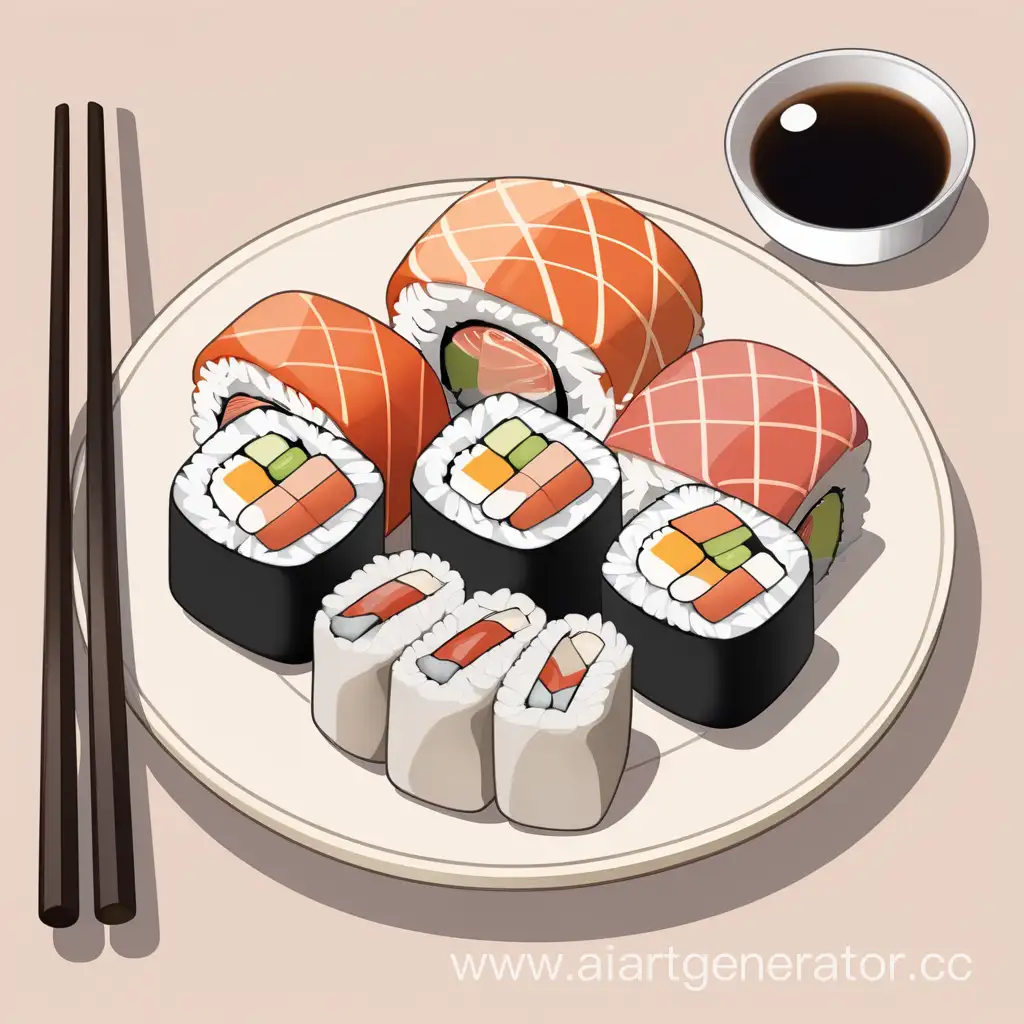 Japanese-Sushi-Feast-Plate-with-Assorted-Rolls-and-Elegant-Chopsticks