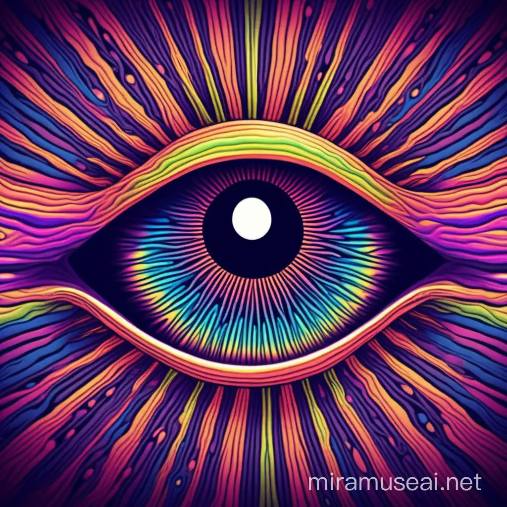 Trippy colorful eye,psychedelic,lineless,no many details, no face