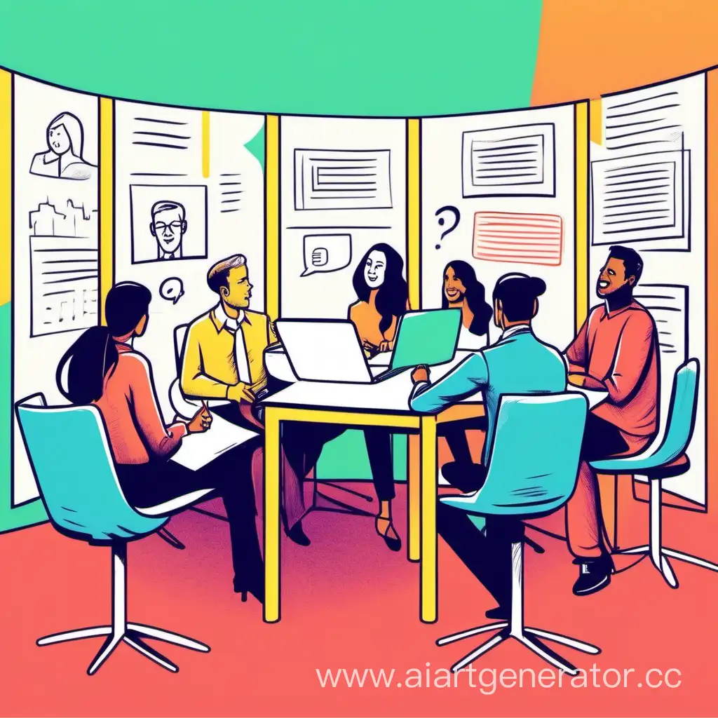 Colorful-Office-Conversation-Small-Business-Team-Meeting