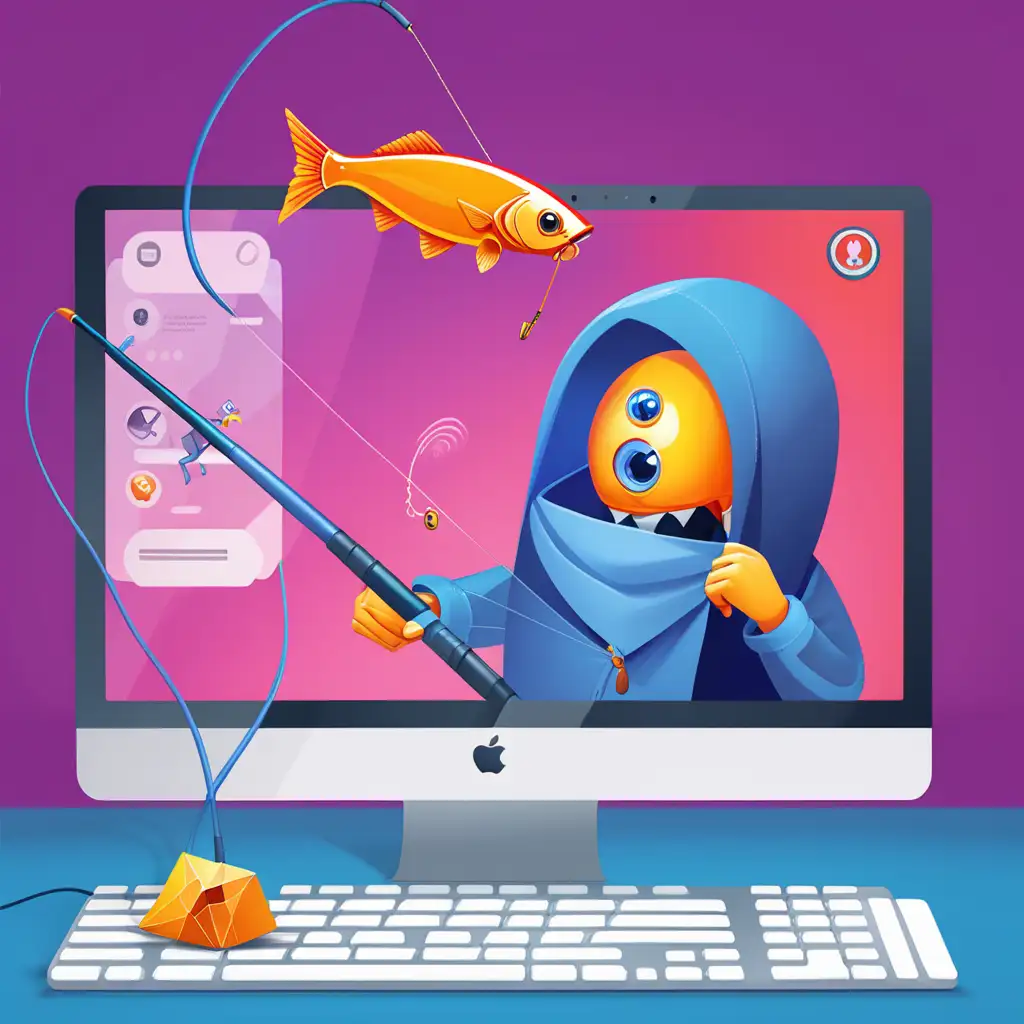 Colorful Illustration of a Computer Game Identifying Phishing Scams or Legitimate Sites