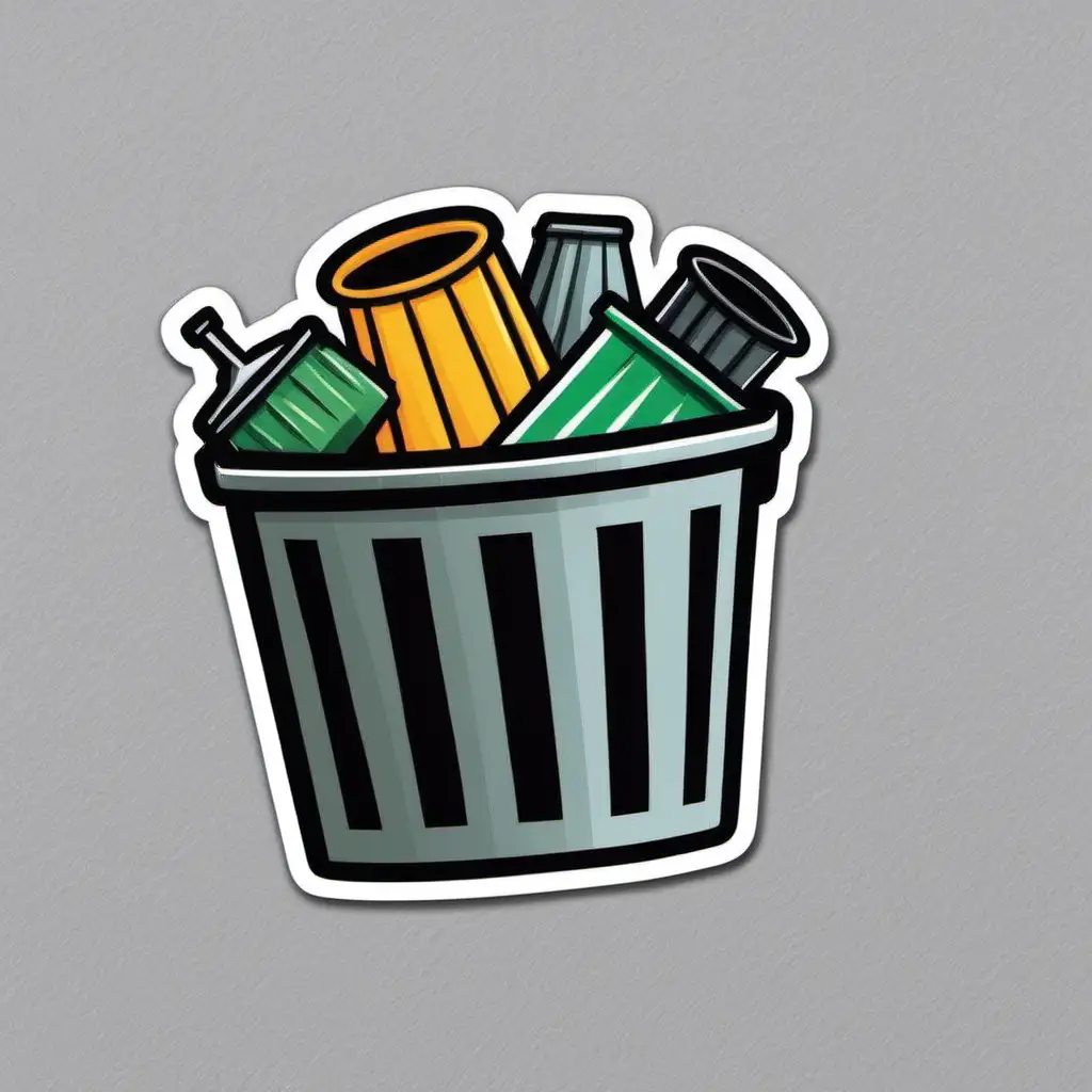 Colorful Trash Sticker Collection in Urban Setting