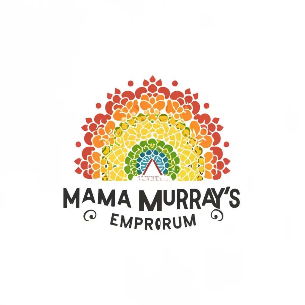 a logo design,with the text "Mama Murray's Emporium", main symbol:rainbow,complex,clear background