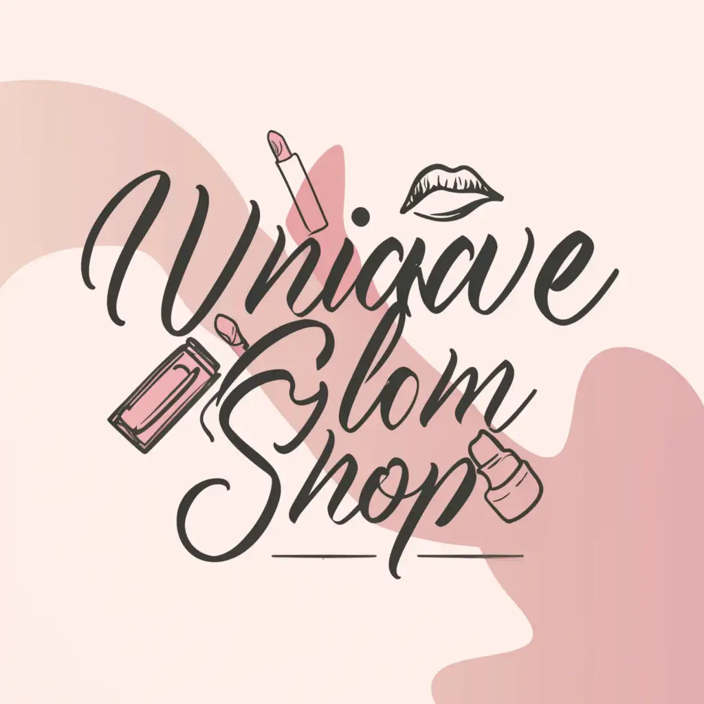 a logo design,with the text "Unique Glam Shop", main symbol:cosmetics,Moderate,be used in Beauty Spa industry,clear background