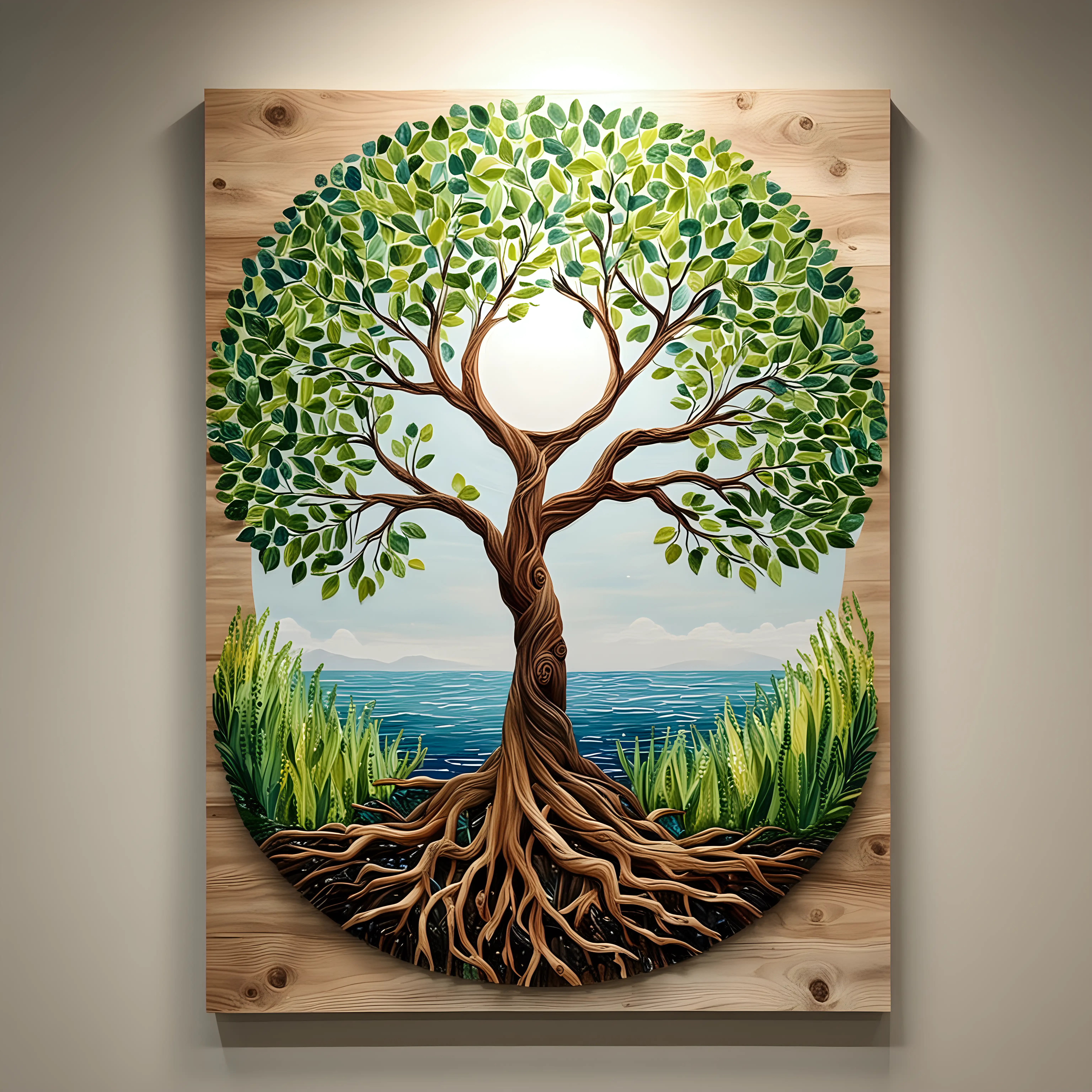 create a beautiful work of art for a mental health counselors office.  It must reflect balance, and resilience but still have the beauty of nature 