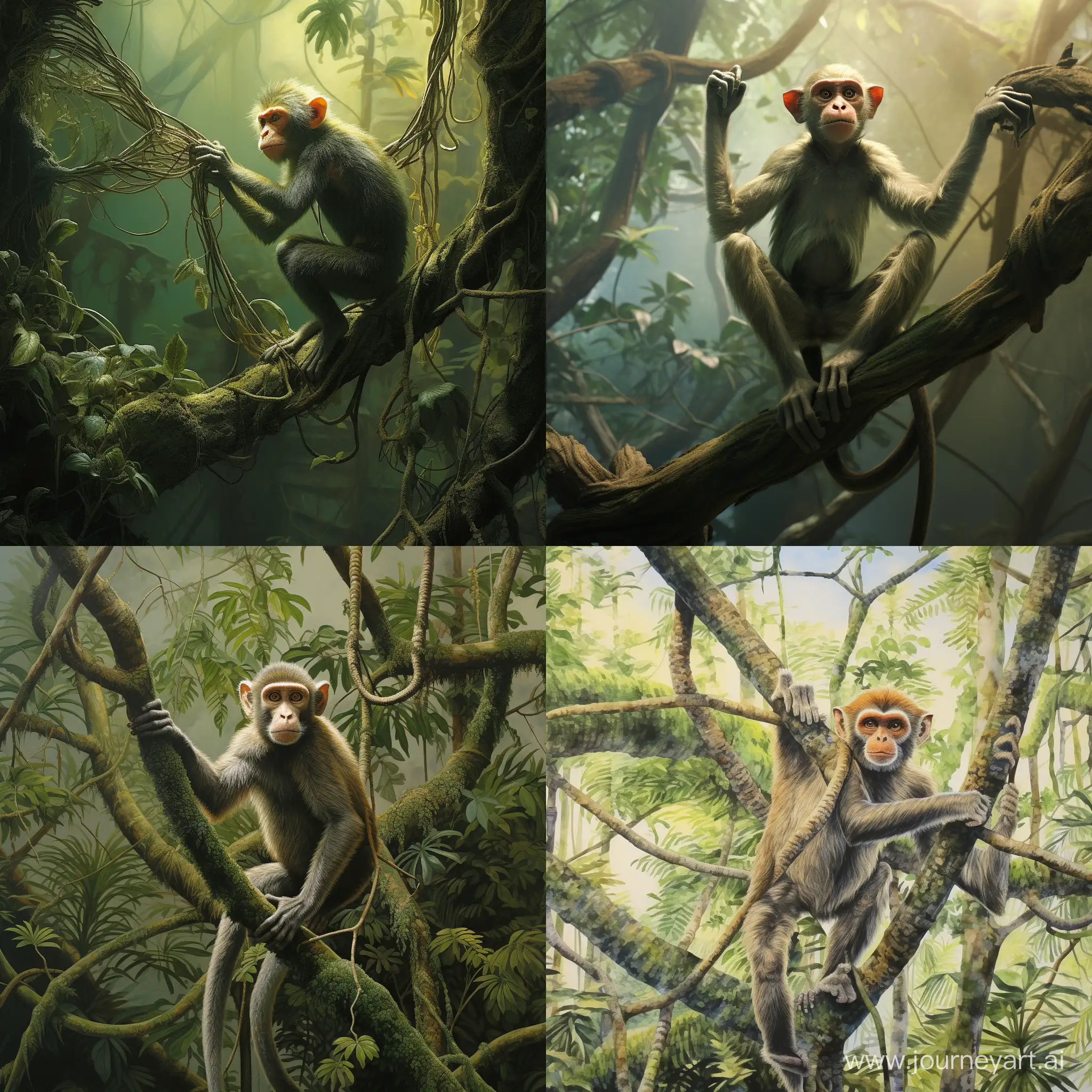 Agile-Monkey-Maneuvering-Through-Lush-Jungle-Canopy