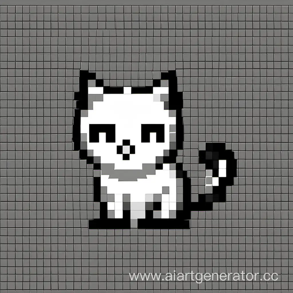 Кошка пиксель-арт черно-белая 51х51