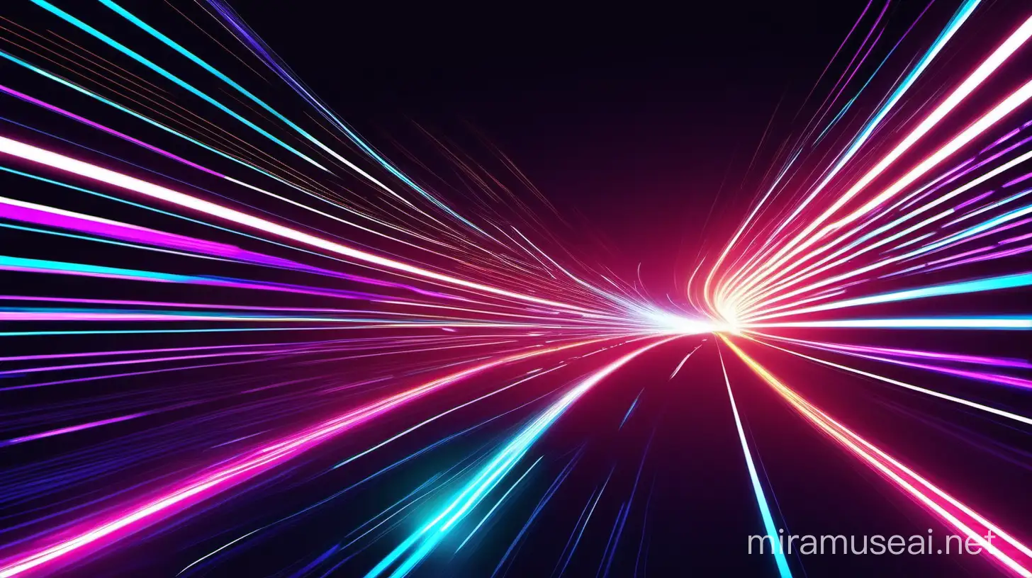 Futuristic Speed Motion Lights: Visualize a Dynamic Composition of Bright Lines Forming the Trails of Speedy Movement, Set Against a Futuristic Dark Background Illuminated by Neon Glow. This Graphic Design Element Captures the Essence of Futuristic Energy and Movement, Perfect for Creating Dynamic Visuals in Various Projects, Such as Posters, Flyers, or Digital Artwork. Embrace the Vibrancy and Excitement of Speedy Motion in this Striking Graphic Design