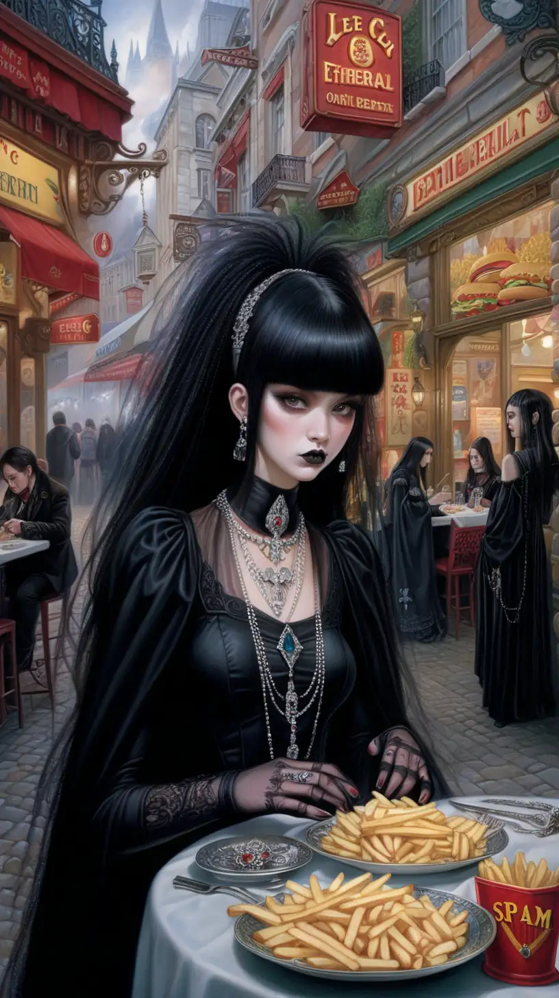 Gothic City Family Dining amidst Ethereal Art and Jewels