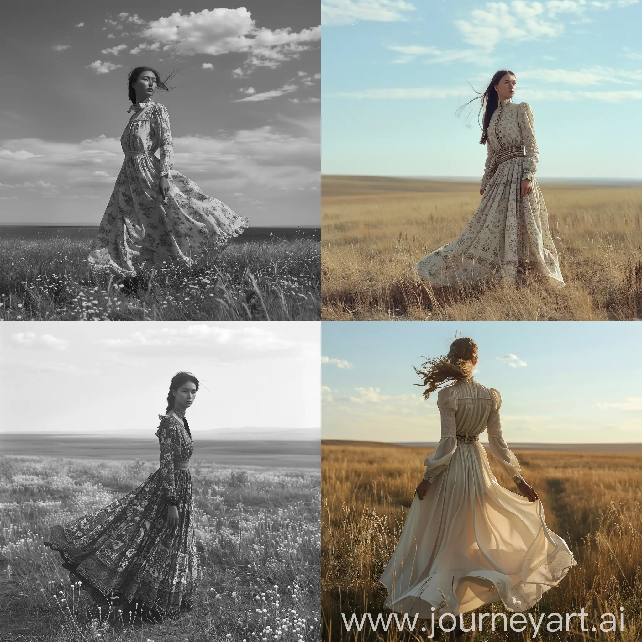 Nogai-Girl-Wearing-Traditional-Dress-in-the-Steppe