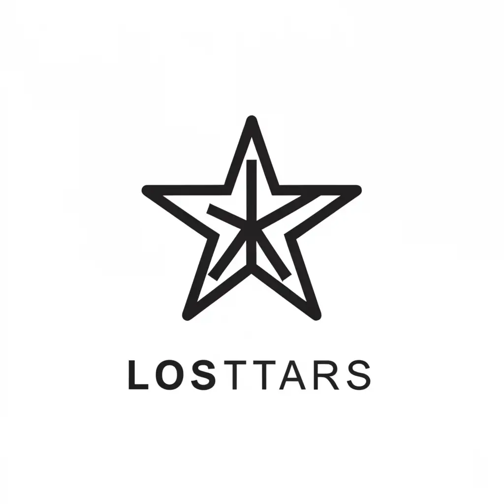 a logo design,with the text "Lost stars", main symbol:Star,Minimalistic,clear background