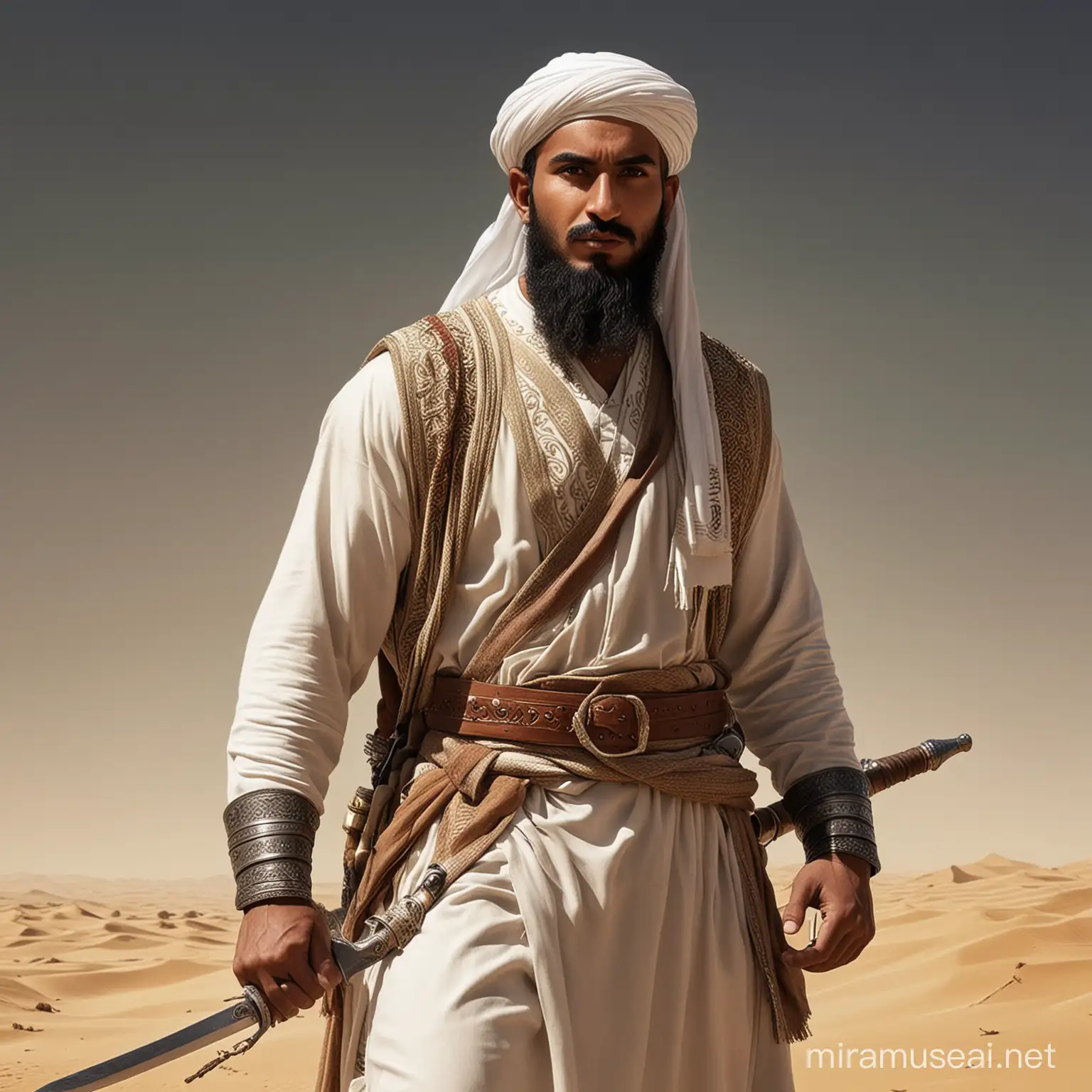 Muslim Warrior in Majestic Battle Pose