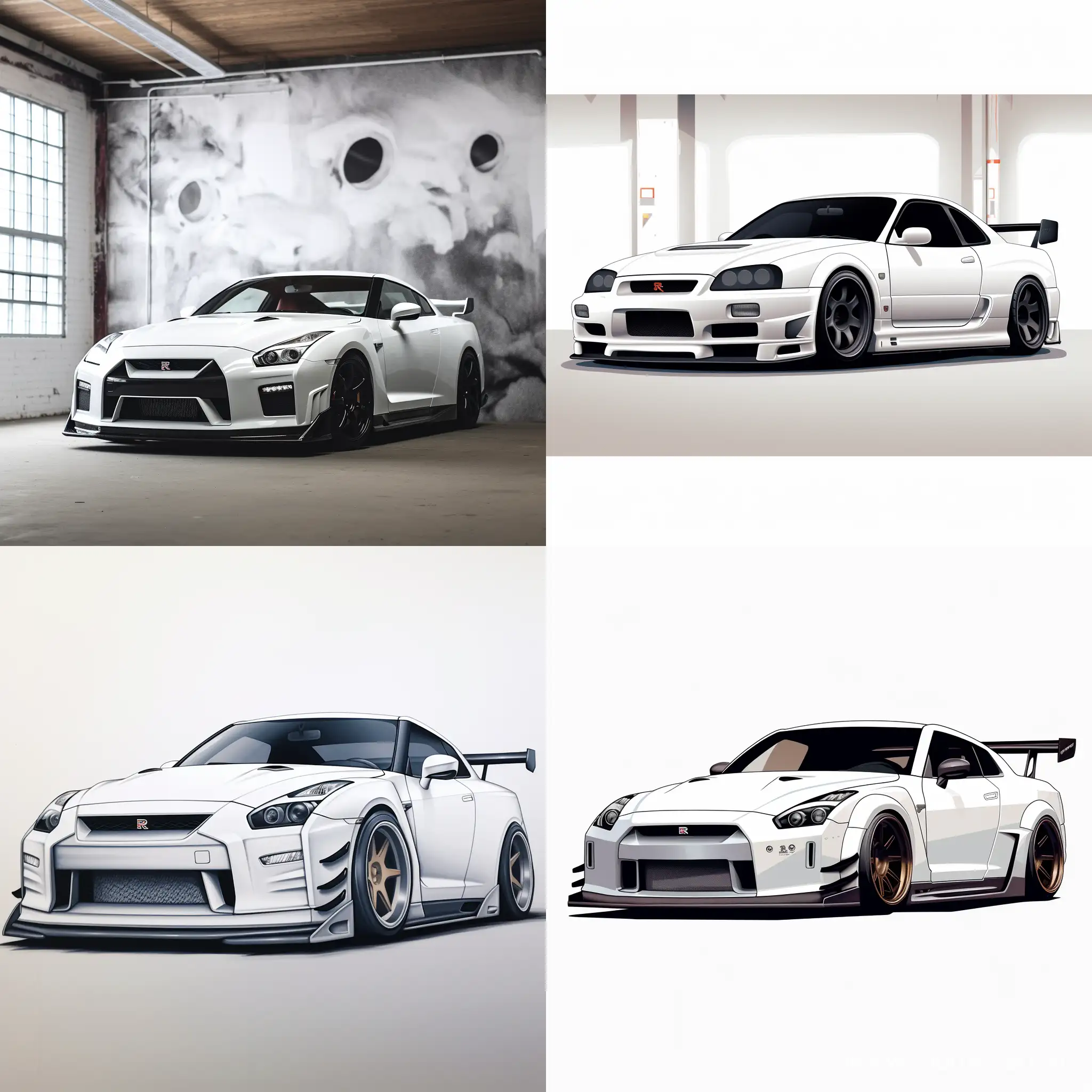 HighQuality-Minimalist-White-Nissan-GTR-in-Room