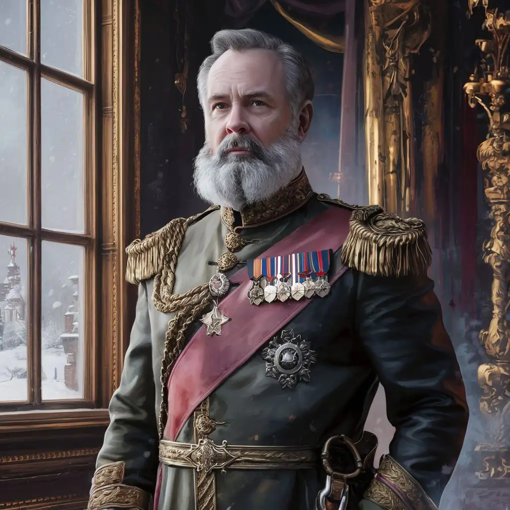 Vintage-Portrait-of-Emperor-Vladimir-Putin-with-Beard