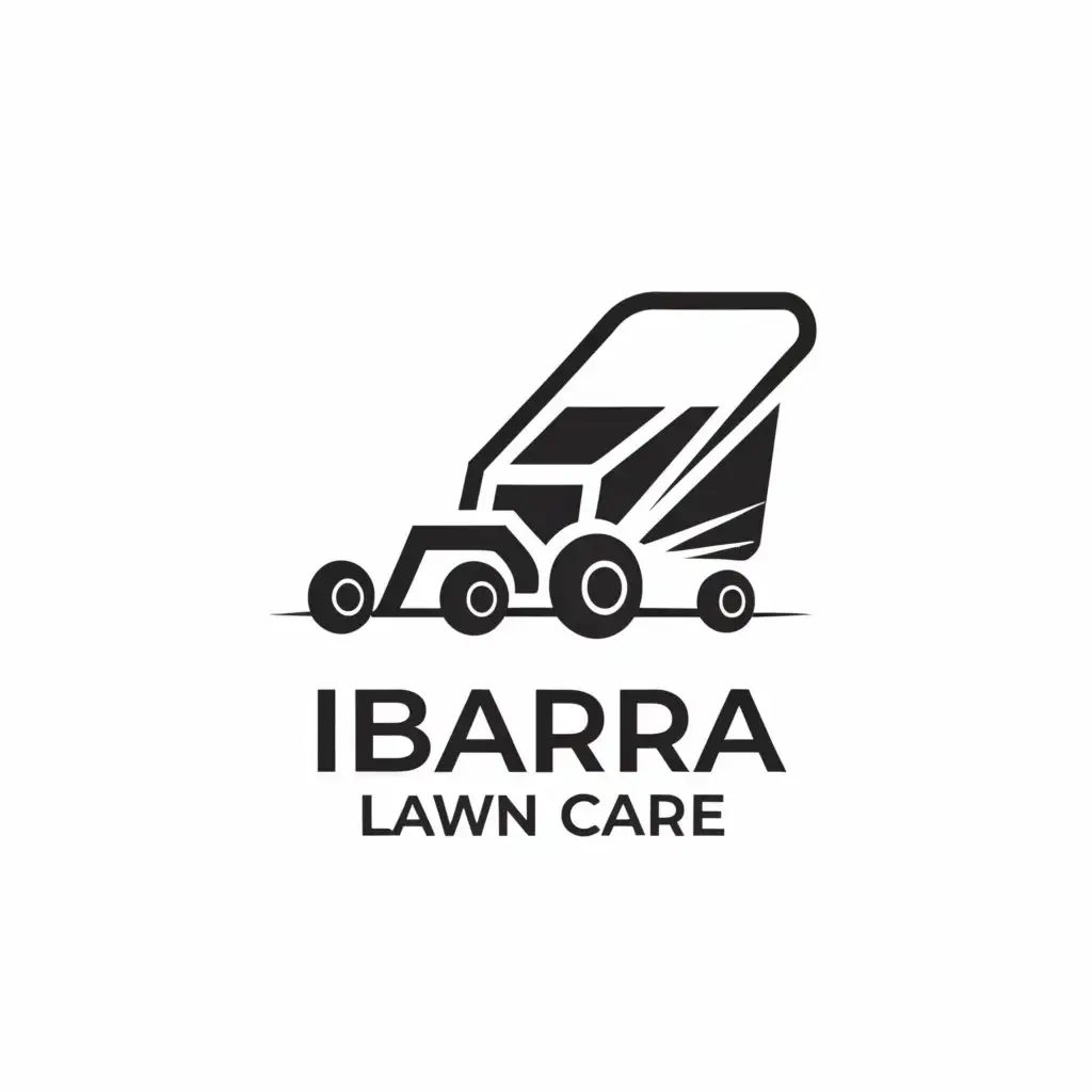 a logo design,with the text "Ibarra lawn care", main symbol:Push Lawn Mower,Minimalistic,clear background