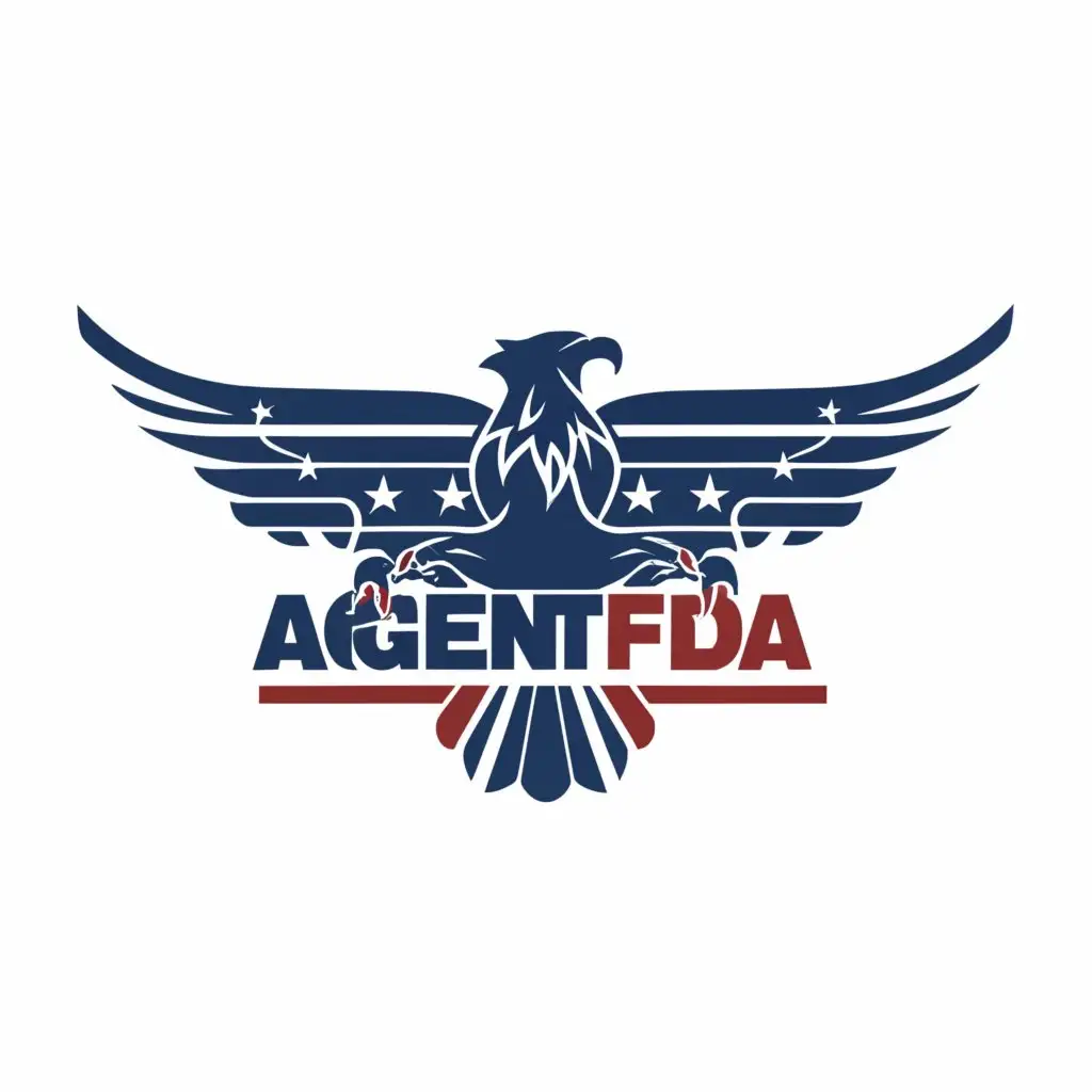 a logo design,with the text "AgentFDA", main symbol:USA FLAG EAGLE,Moderate,clear background