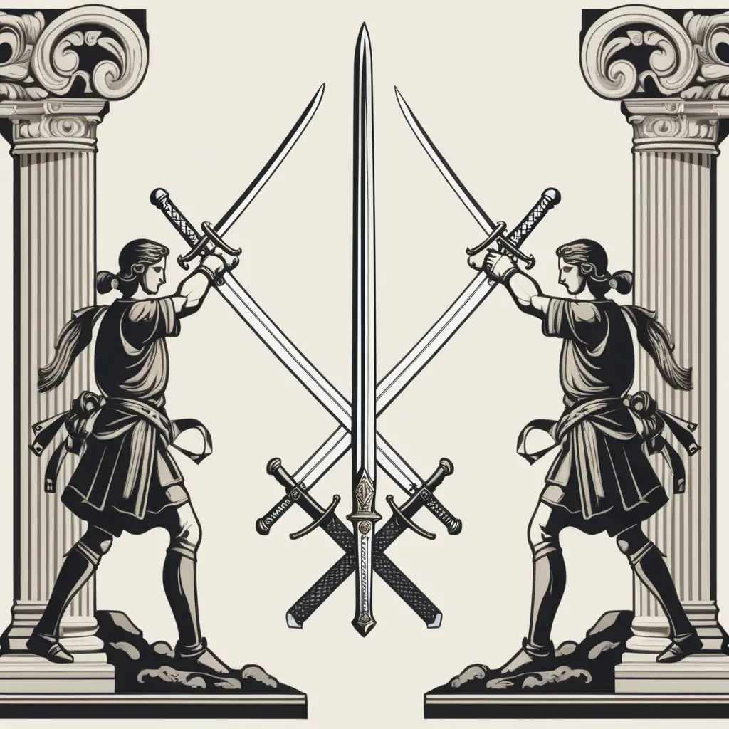 swords crossing in classicism style