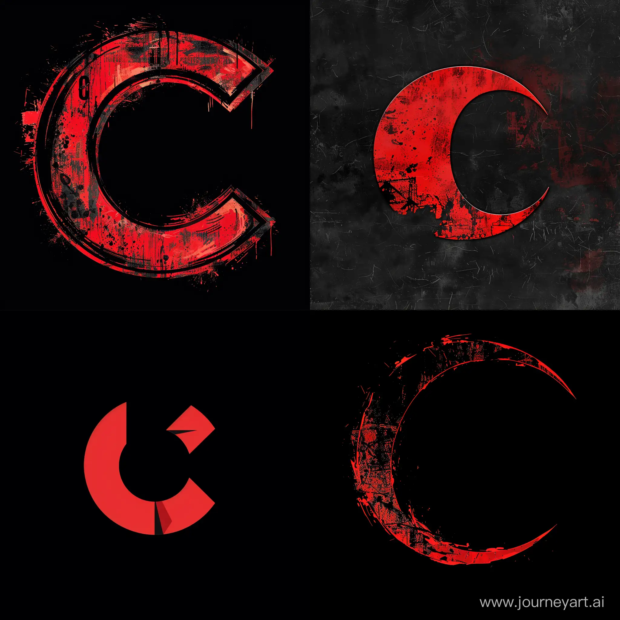 GENERATE LOGO WITH LETTER "C" IN KENTARO MIURA BERSERK STYLE. USE RED AND BLACK COLOURS MOSTLY