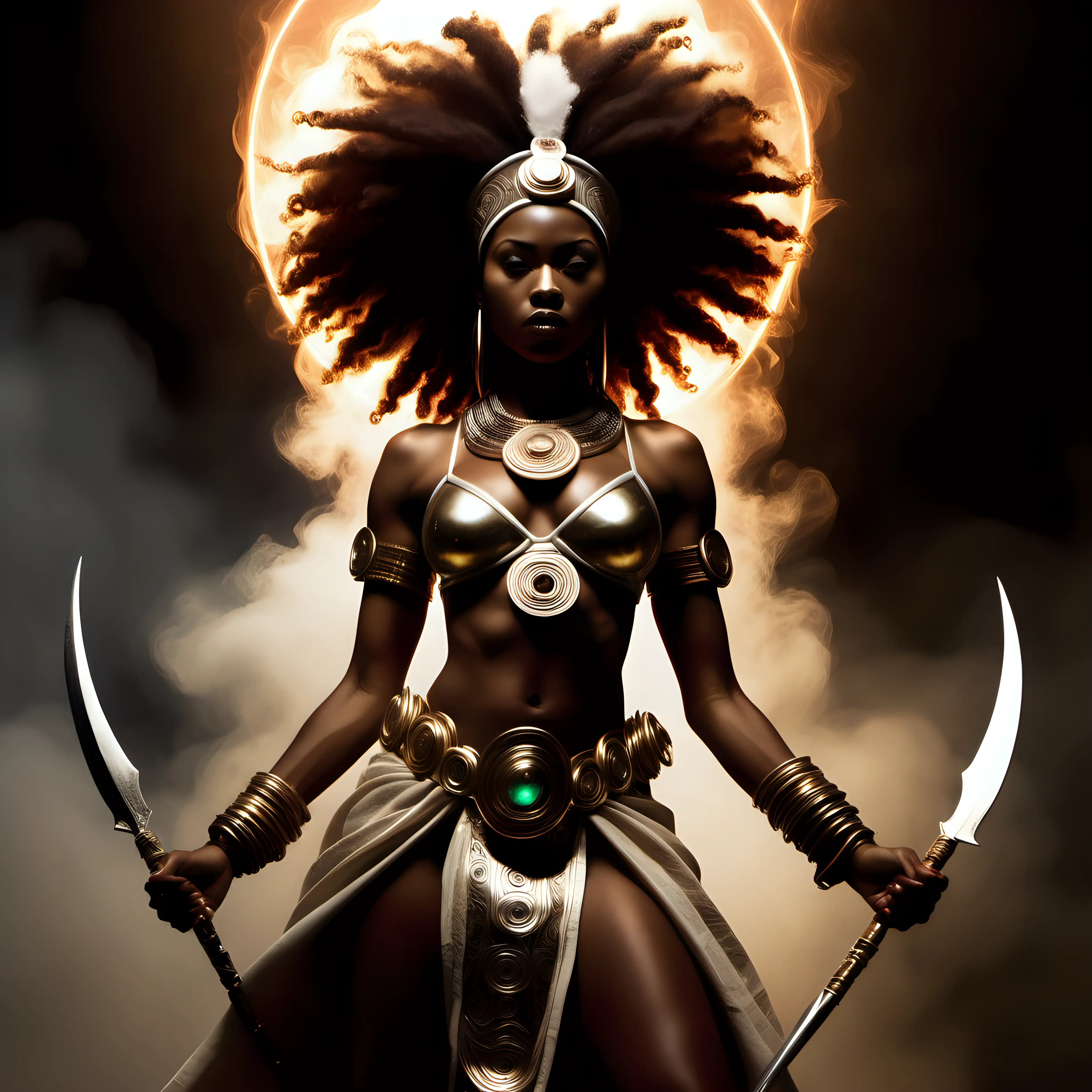 Radiant African American Warrior Woman Harnessing Essence Power