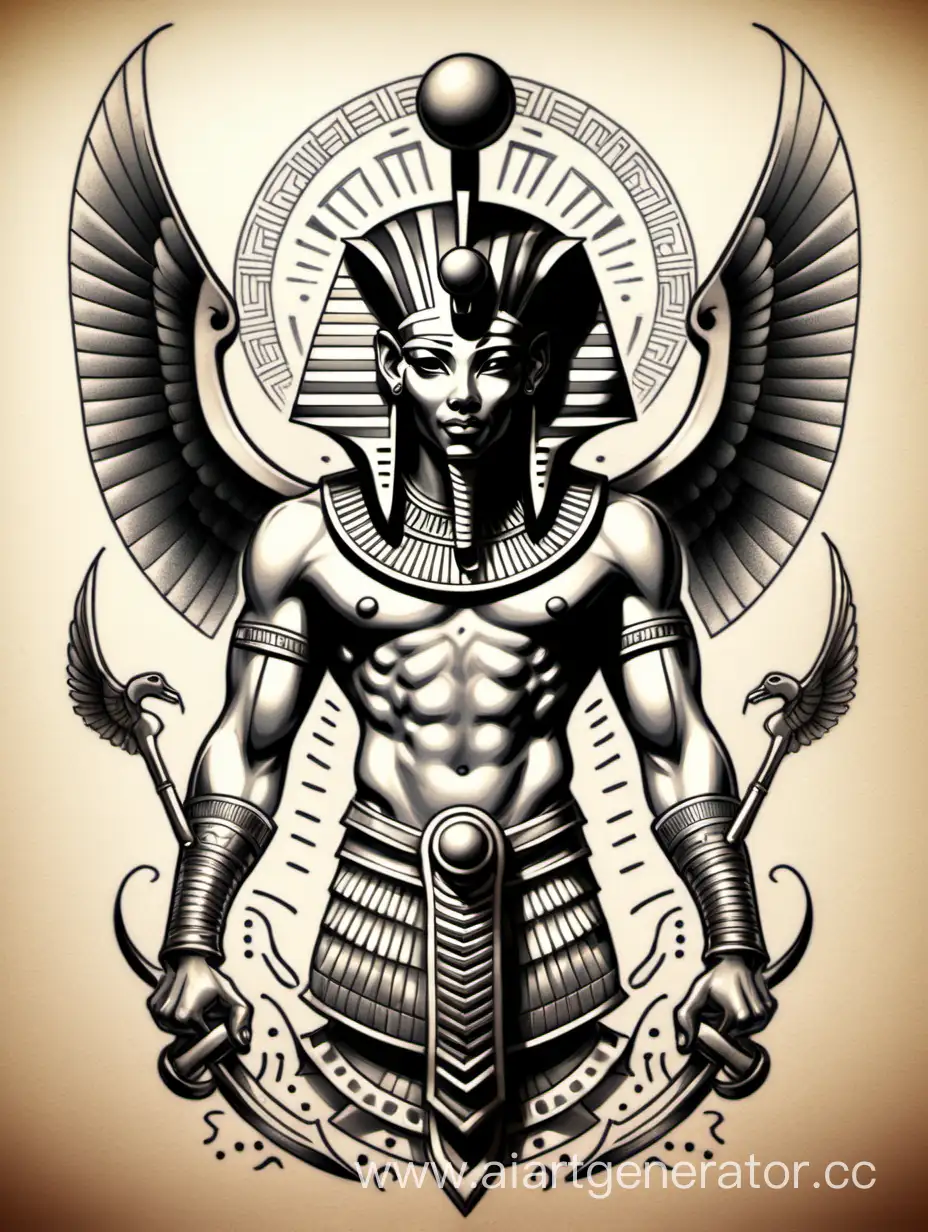 Enchanting-Tattoo-Sketch-Epic-Battle-of-Egyptian-Gods-with-Magical-Elements