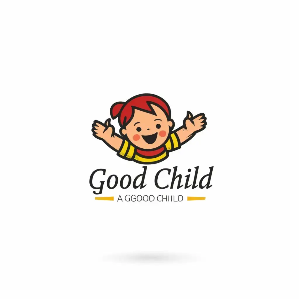 logo, kid, with the text "a good child", typography